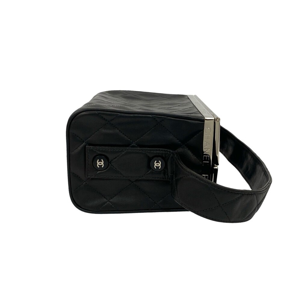 CHANEL Black Lambskin Leather Logo Vanity Bag - Picture 6 of 10